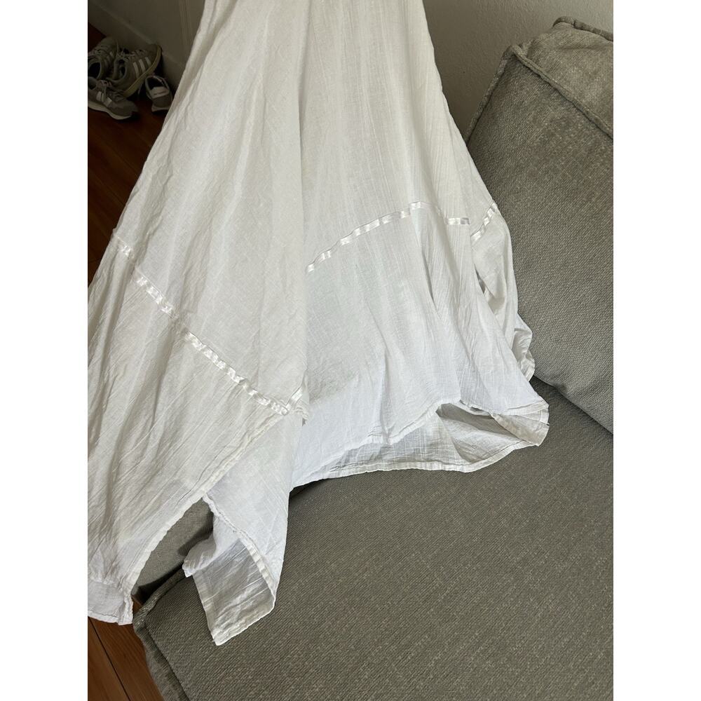 Vtg Handmade Crochet Handkerchief Maxi Dress Halter White Boho Beach 70’s - Picture 5 of 12